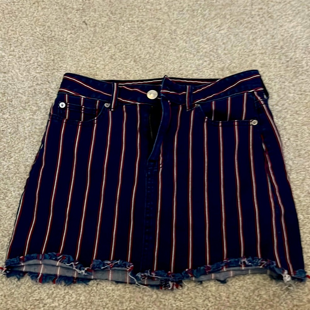 stripped jean skirt AE